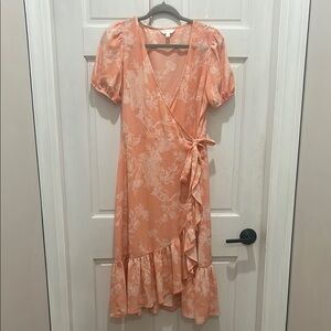 Floral Wrap Dress in Peach by Lauren Conrad